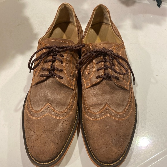 Donald J. Pliner Oxford Style “Emeri” Brown Suede with Orange Accents, Size 10M - Picture 1 of 12